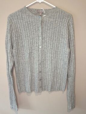 J. Crew Medium Gray Women’s Wide-rib 100% Cashmere Cardigan